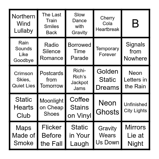 Random Music Bingo Card