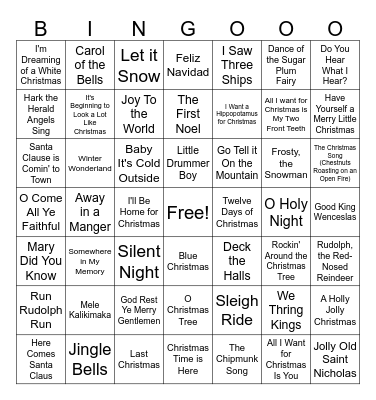 Christmas Music Bingo Card