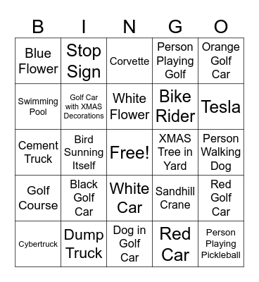 The Villages XMAS Bingo Card