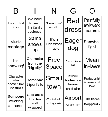 Christmas Movie Bingo Card