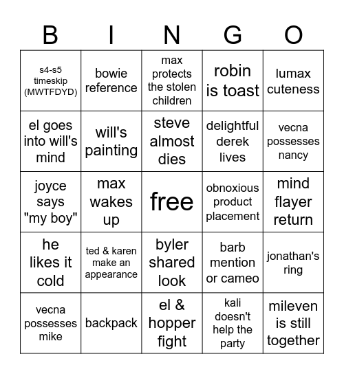 stranger things s5 v2 bingo Card