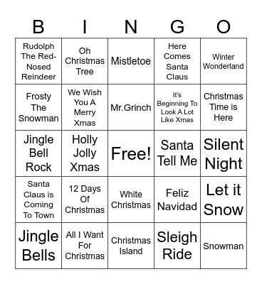 Christmas Songs pt. 2 Bingo Card