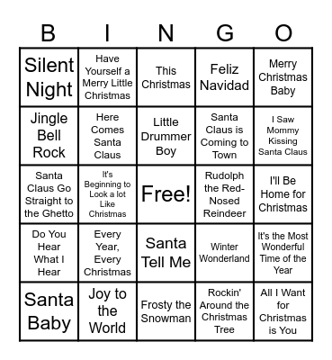 Christmas Songs Bingo Card