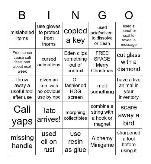 Christmas HOG with CalicoTea Bingo Card