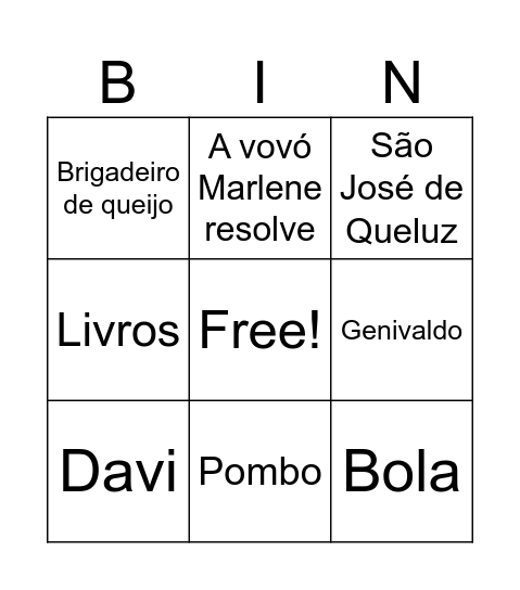 Bingo dos noivos Bingo Card