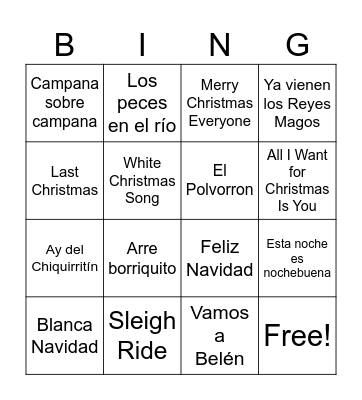 Bingo del Tamborilero Bingo Card
