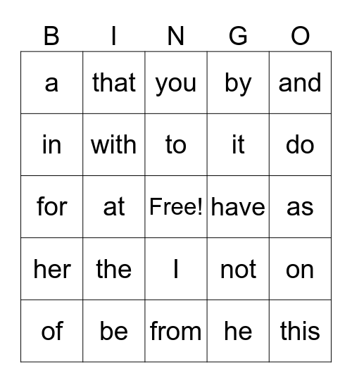 BINGO Card