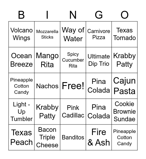 Avatar & SpongeBob Bingo Card
