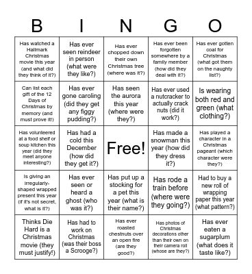 CHRISTMAS BINGO: Find Someone Who Bingo Card