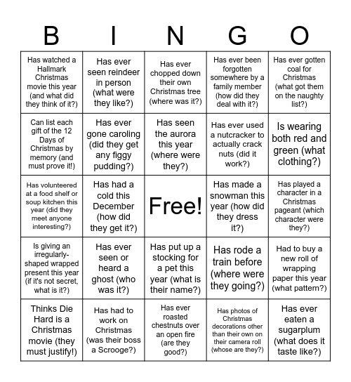 CHRISTMAS BINGO: Find Someone Who Bingo Card