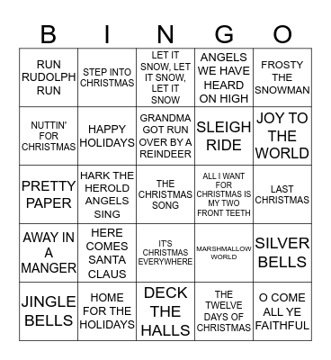 CHRISTMAS SONGS Bingo Card