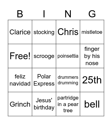 Christmas Bingo (2) Bingo Card
