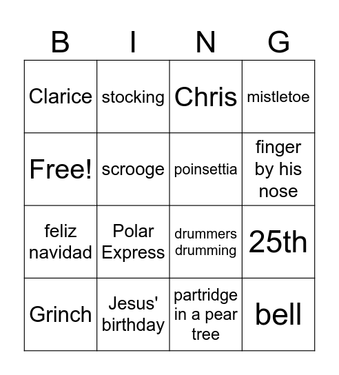 Christmas Bingo (2) Bingo Card
