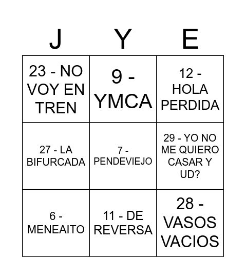 cumple euge y juli Bingo Card