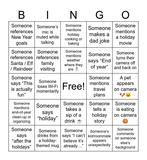 Abacan Holiday Hangout 2025 Bingo Card