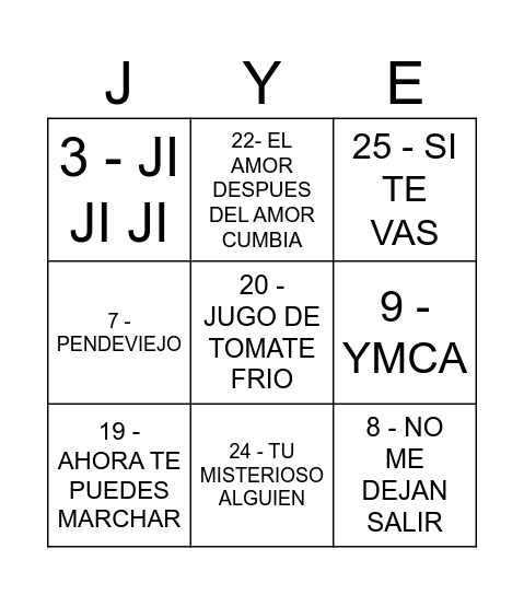 cumple euge y juli Bingo Card