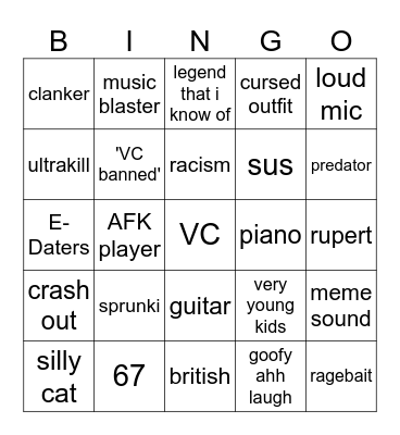 voice chat Bingo Card