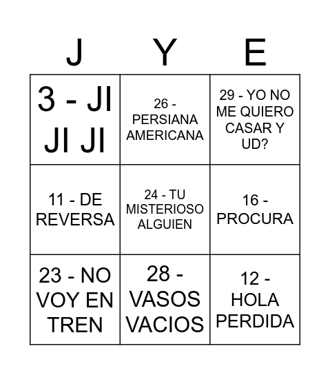 cumple euge y juli Bingo Card