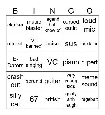 voice chat Bingo Card