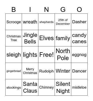 Holiday Bingo Card