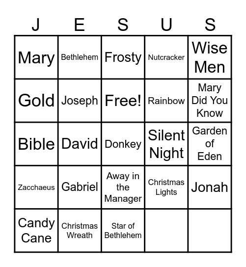 Christmas Fellowship Bingo Card