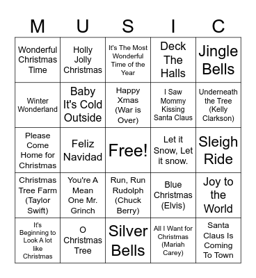 MUSIC Bingo Card