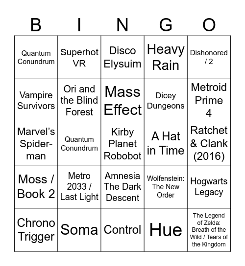 Aidan's Platinum Bingo 2026 Bingo Card