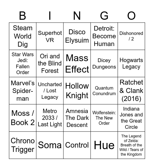 Aidan's Platinum Bingo 2026 Bingo Card