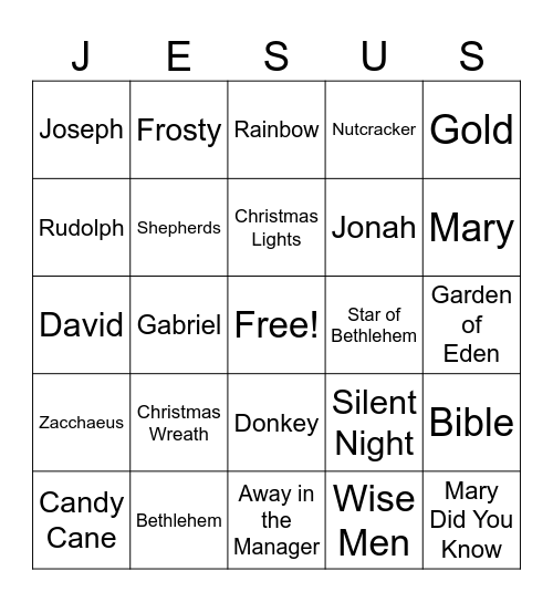 Ladies Fellowship Bingo Card