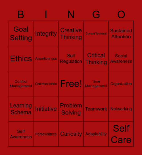 Career & College Competency Bingo Card