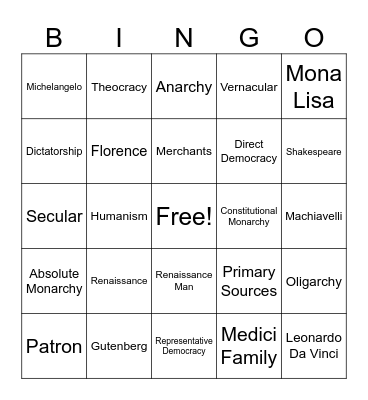 Quarter 1 and 2 Social Studies Review-1 Bingo Card