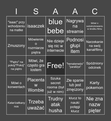 Isaaczek bingo Card