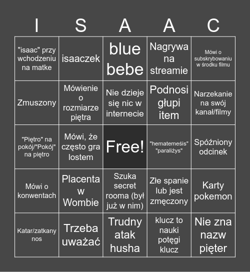 Isaaczek bingo Card