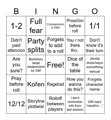 DaggerHeart Bingo Card