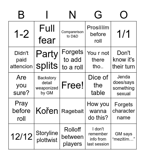 DaggerHeart Bingo Card