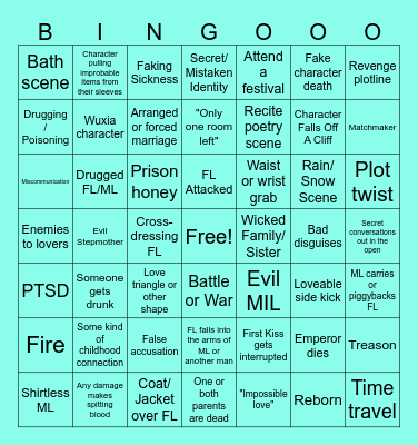 Ultimate Historical C-Drama Bingo Card