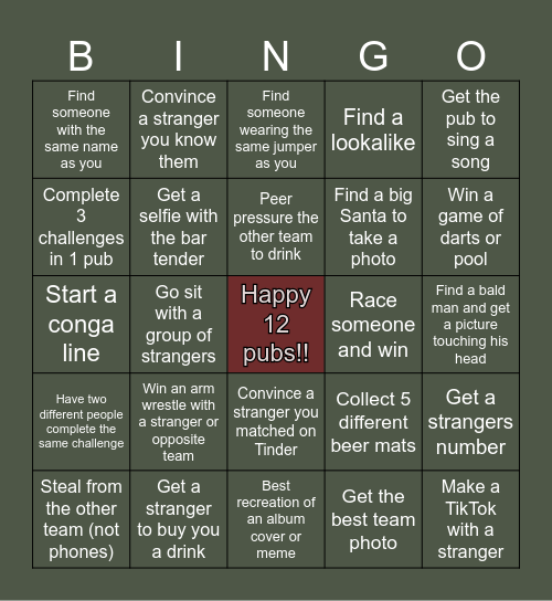 🎄12 PUBS BINGO 🎄 Bingo Card