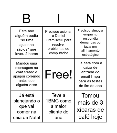 Bingo do CSC Bingo Card