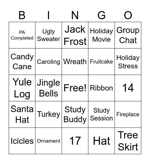 Holiday Party Bingo Card