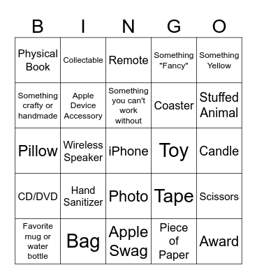 Scavenger Hunt Bingo Card