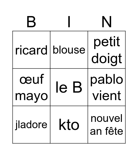 Untitled Bingo Card
