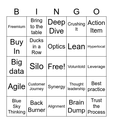 Buzzword Bingo Card