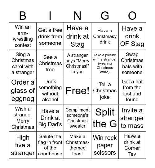 Christmas Bar crawl '25 Bingo Card