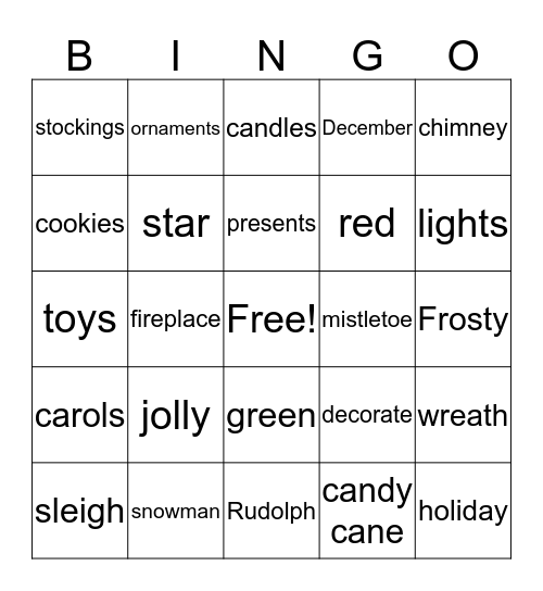 Holiday Bingo Card