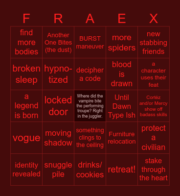 Nightfall at Mephistolevarre Manor Bingo Card