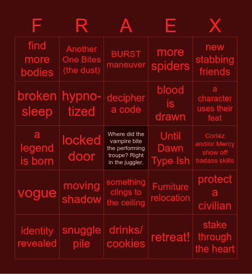 Nightfall at Mephistolevarre Manor Bingo Card