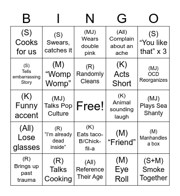 Bready Bingo Card