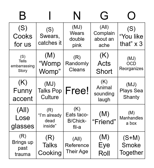 Bready Bingo Card