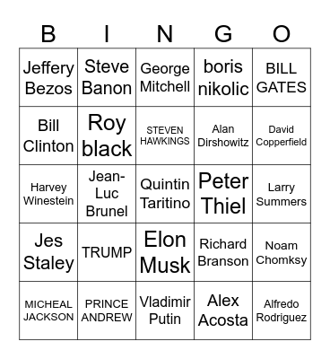 EPSTEIN Bingo Card