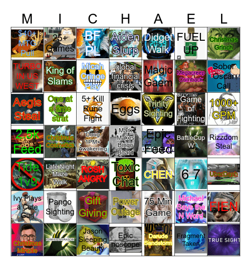 Michael Lan 2K25 XMAX ADDITION Bingo Card